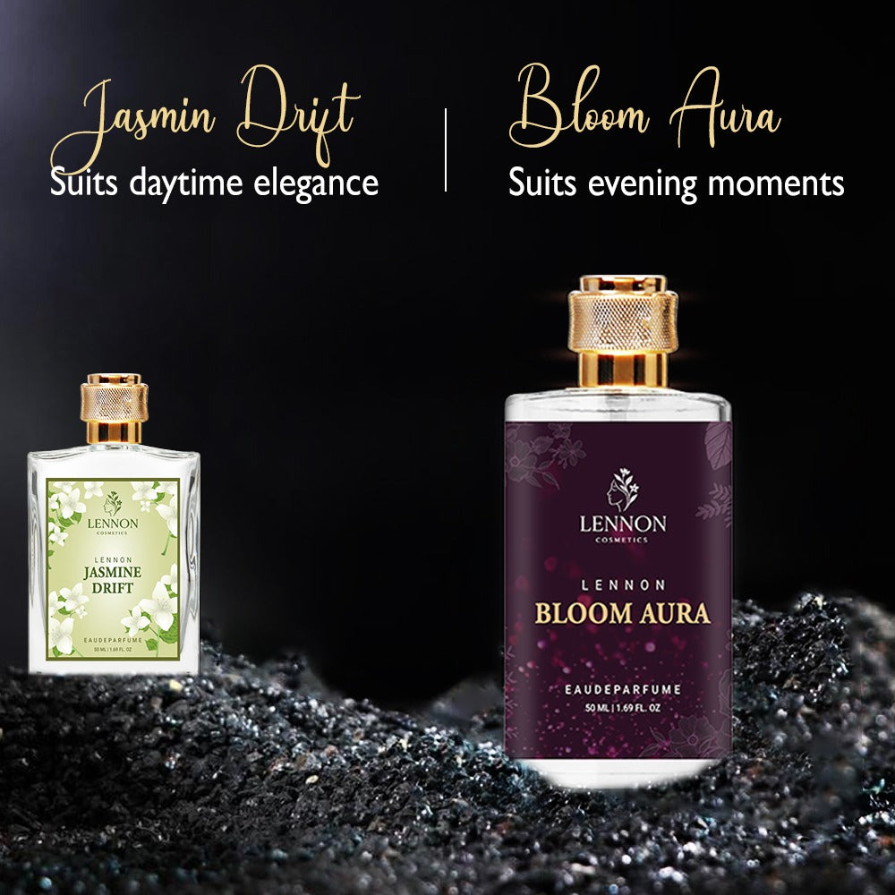 Jasmin Drift and Bloom Aura Long Lasting Fragrance Perfumes combo