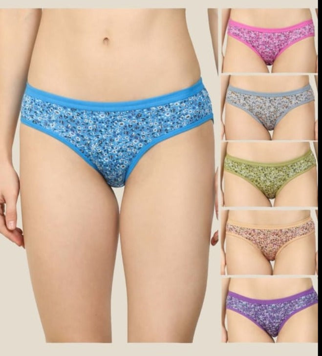 Pack of 6 Women Hipster Green, Blue, Beige Panty